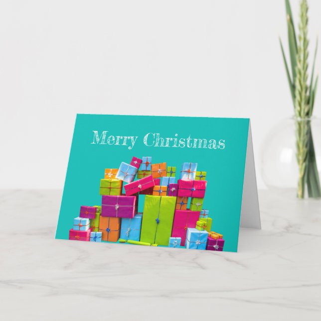 Modern fun colourful presents Christmas Holiday Card (Front)