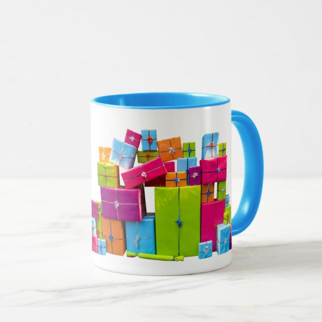 Modern fun colourful presents Christmas Mug (Front Right)
