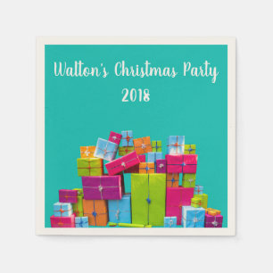 Modern fun colourful presents Christmas Napkin