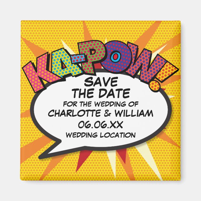 Modern Fun Colourful Save the Date Magnet (Front)