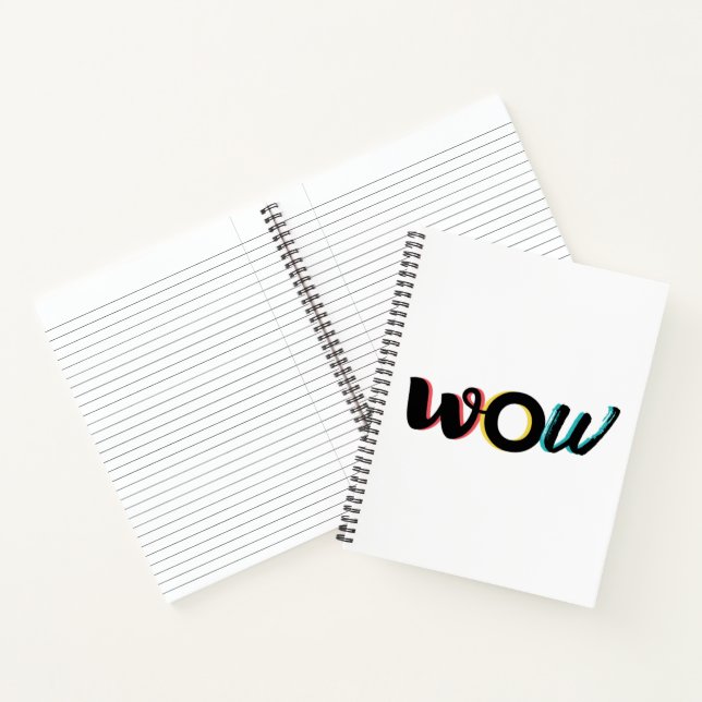 Modern, fun, colourful typography design of Wow Notebook (Inside)