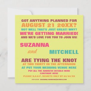 Modern Fun Colourful Wedding Invitation