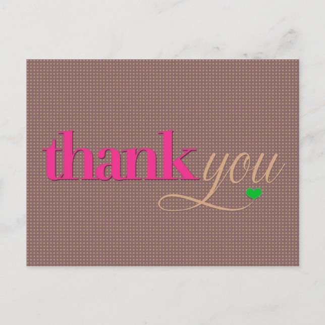 Modern Fun Colours Thank You Postcard (Front)