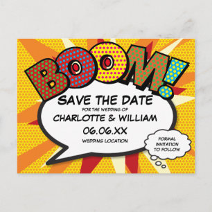 Modern Fun Comic Book BOOM Save the Date Postcard