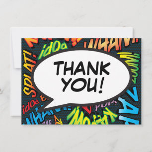 Modern Fun Comic Book Colorful Thank You Card