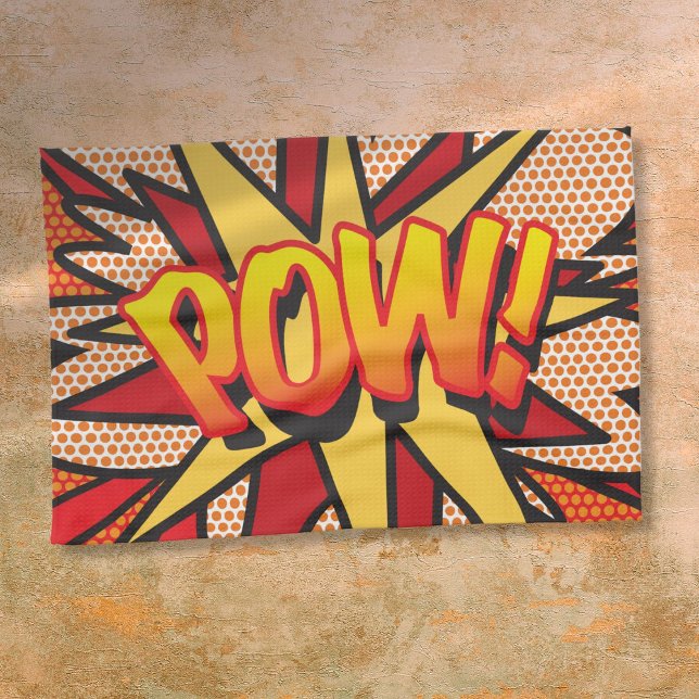 Modern Fun Comic Book Pop Art POW Tea Towel (Modern Fun Comic Book Pop Art POW Kitchen Towel)
