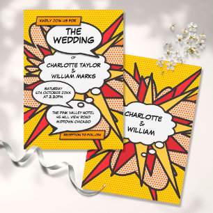 Modern Fun Comic Book Pop Art Wedding Invitation