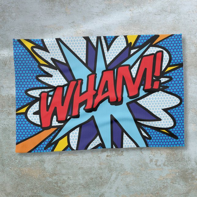 Modern Fun Comic Book Pop Art WHAM Tea Towel (Modern Fun Comic Book Pop Art WHAM Kitchen Towel)
