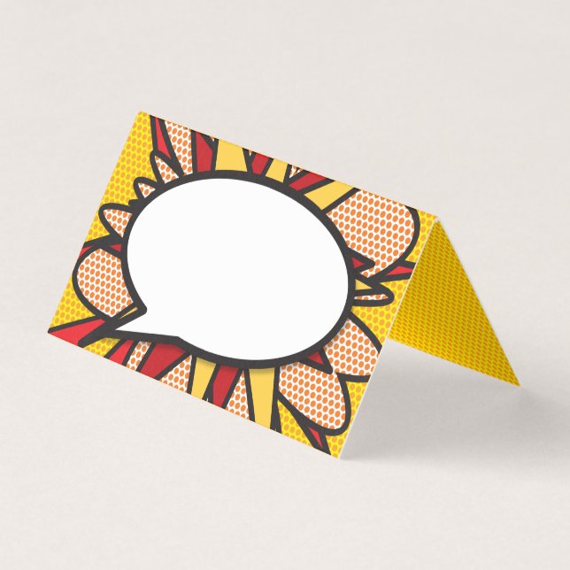  Modern Fun Comic Book Wedding Place card (Front)