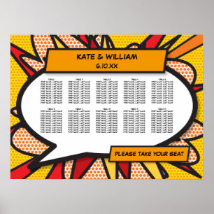 Modern Fun Comic Book Wedding Seating Chart