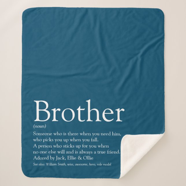 Modern Fun Cool Brother Definition Quote Sherpa Blanket (Front)