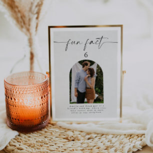 Modern Fun Fact Wedding Photo Table Number