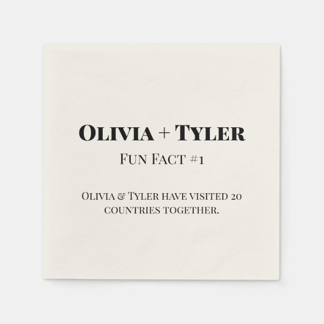 Modern Fun Fact Wedding Reception Cocktail Napkin (Front)