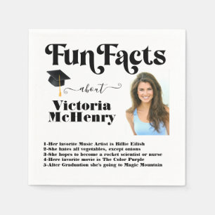 Modern Fun Facts Graduation Photo Napkin