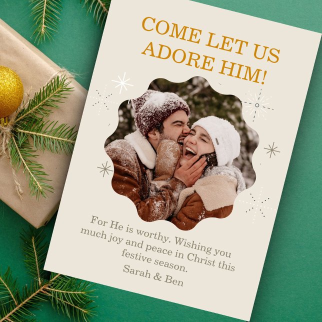 Modern Fun Festive Faith Photo Seasons Greetings Holiday Card (Creator Uploaded)