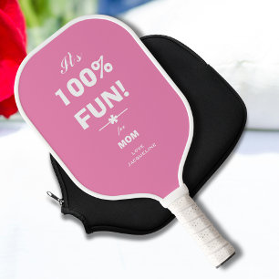 Modern FUN FITNESS GIFT FOR MOM Cool Script Pink  Pickleball Paddle