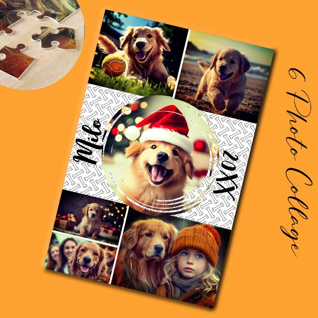 Modern Fun Furry Friend 6 Photo Collage Jigsaw Puzzle (Dog Lover 6 Photo Collage)