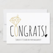 Modern fun gold diamond congrats engagement card (Front)