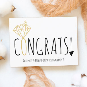 Modern fun gold diamond congrats engagement card