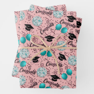 Modern Fun Graduation Congrats Cute Blush Pink Wrapping Paper Sheet