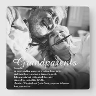 Modern Fun Grandparents Definition Photo Square Wall Clock