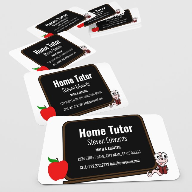 Modern Fun Home Tutor Chalk Board Business Card (Creator Uploaded)