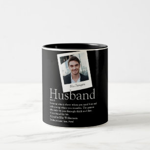 Modern Fun Husband Definition Photo Black Two-Tone Coffee Mug
