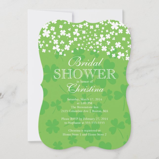 Modern Fun Irish Shamrock Bridal Shower Invitation (Front)