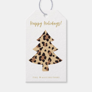 Modern Fun Leopard Pattern Christmas Tree Gift Tags