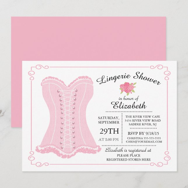 Modern & Fun Lingerie Bridal Shower Invitation (Front/Back)