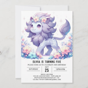 Modern Fun Lion Digital Birthday Invitation