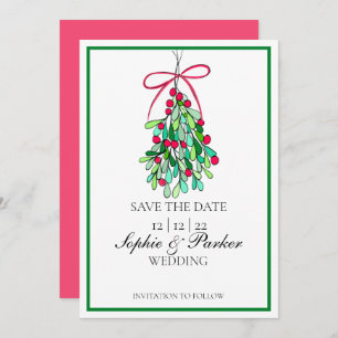 Modern Fun Mistletoe Save The Date
