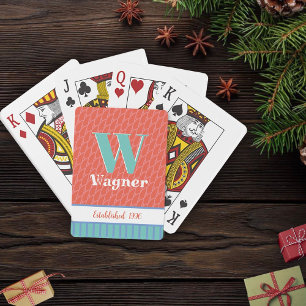 Modern Fun Pastel Monogram Year Customised Name Playing Cards