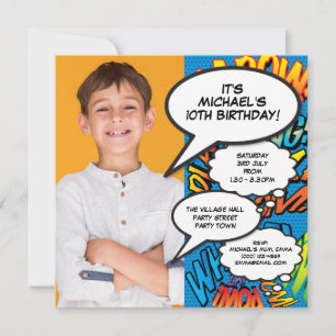 Modern Fun Photo Birthday Party Blue Any Age Invitation