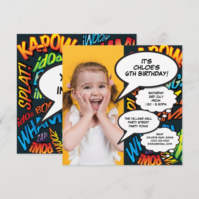 Modern Fun Photo Birthday Party Invitation (Front/Back)