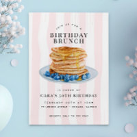 Modern Fun Pink Blueberry Pancakes Birthday Brunch
