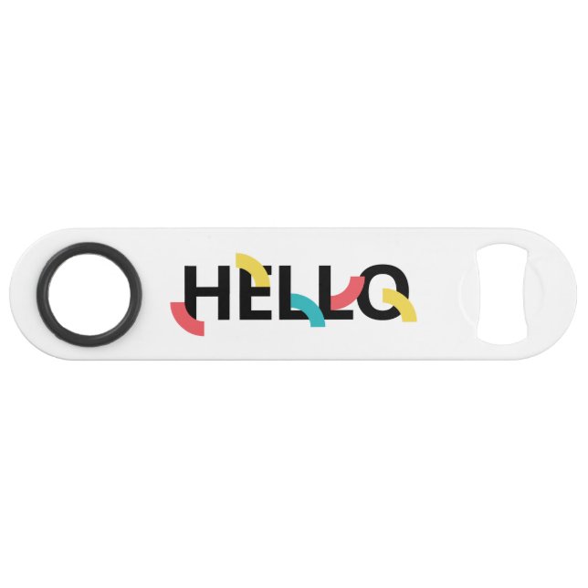 Modern, fun, playful, colourful design of Hello (Back Horizontal)