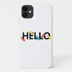 Modern, fun, playful, colourful design of Hello iPhone 11 Case