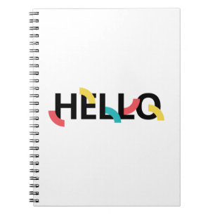 Modern, fun, playful, colourful design of Hello Notebook