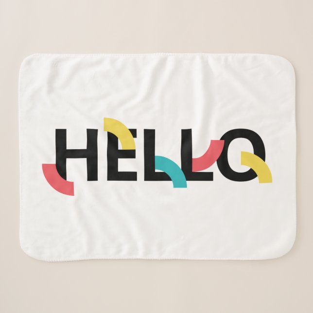 Modern, fun, playful, colourful design of Hello Sherpa Blanket (Front (Horizontal))