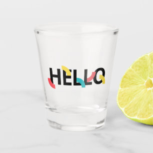 Modern, fun, playful, colourful design of Hello Shot Glass