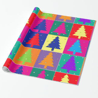 Modern Fun Pop Art Christmas Trees Wrapping Paper