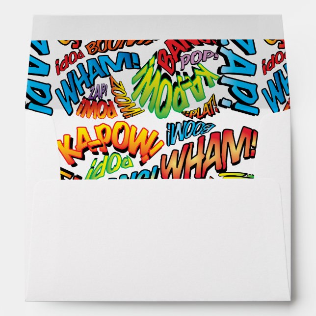 Modern Fun Pop Art Comic Book Typographic Envelope (Back (Bottom))