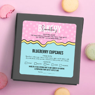 Modern Fun Retro Colourful Ingredients Home Bakery Square Sticker