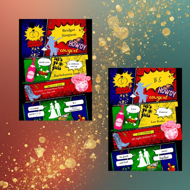 modern fun retro comic bachelorette cowgirl (Creator Uploaded)