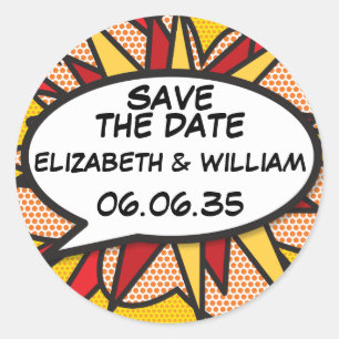 Modern Fun Save the Date Classic Round Sticker