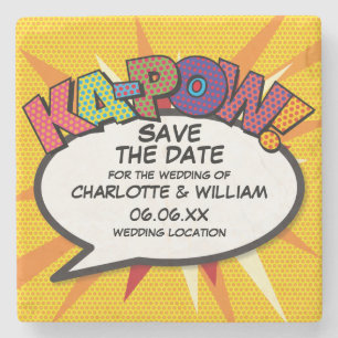 Modern Fun Save the Date Stone Coaster