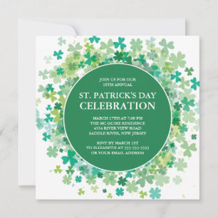 Modern Fun Shamrock St. Patrick's Party Invitation