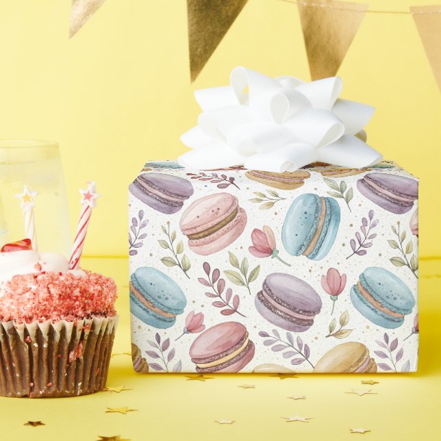 Modern Fun Sweet Macaroons Wrapping Paper (Birthday Party)