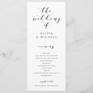 Modern Fun Swirls Calligraphy Wedding Programs Programme